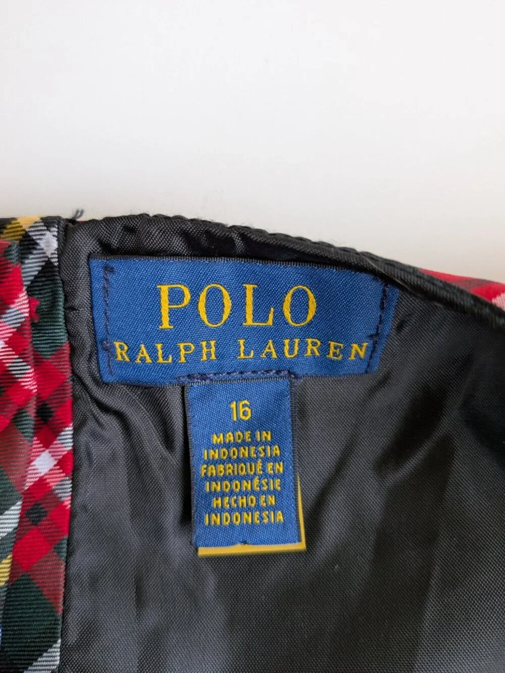 Girls Polo Ralph Lauren Dress Red Christmas Plaid Size 16 NO BELT Fit & Flare